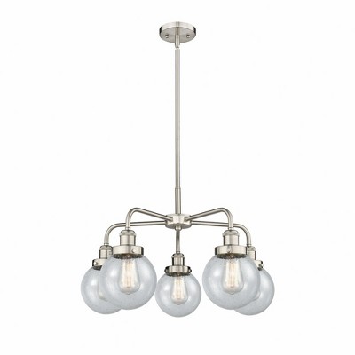 Beacon - 5 Light Stem Hung Chandelier In Art Deco Style-15.13 Inches Tall and 24 Inches Wide