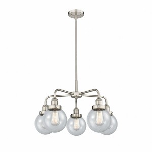 Beacon - 5 Light Stem Hung Chandelier In Art Deco Style-15.13 Inches Tall and 24 Inches Wide - 1 of 1