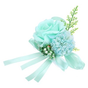 Unique Bargains Rose Wrist Corsage Artificial Flower Bracelets for Wedding Party - 1 of 3