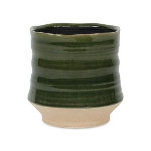 Cheungs Perlacea Curved Round Tapering Ceramic Pot- Large - Green - 1 of 4