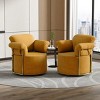 360° Swivel Boucle Barrel Chair, Upholstered Armchair with Gold Metal Legs, Comfortable Round Accent Chair for Living Room - Koiai - 2 of 4