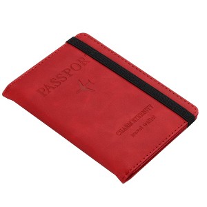 Unique Bargains PU Leather RFID Blocking Credit Card Passport Wallet 5.9" x 4.3" - 1 of 4