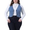 Agnes Orinda Women's Plus Size Sleeveless V Neck Button Down Casual Jean Denim Vest - 2 of 4