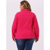 Agnes Orinda Women's Plus Size Button Front Chest Pockets Washed Casual Jean Jackets - 4 of 4