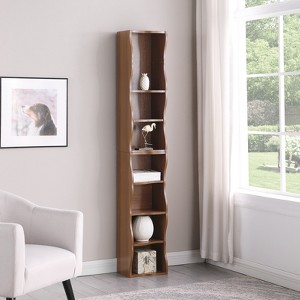 KTMBDW Tall Narrow Bookshelf 8 Tiers, Compact Corner Bookcase with a Wavy Border Design, Easy to Match for Living Room, Office, Study, Bedroom - 1 of 4