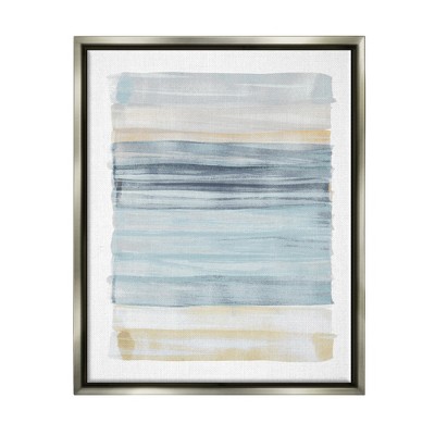 Stupell Industries Tranquil Blue Beige Stripes Pattern Casual Painting