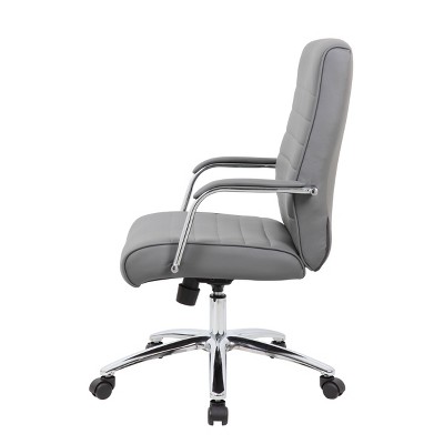 Modern Executive Ergonomic Swivel Chair in Ribbed Gray Vinyl