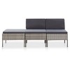 vidaXL 3 Piece Patio Lounge Set with Cushions Poly Rattan Gray - 2 of 4