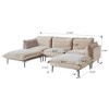 Velvet Modular Sectional Sofa with Chaise,111" Modern U-Shaped Couch for Living Room,8" High Metal Legs, Easy to Clean, Brown - 3 of 4