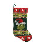 19" Dr. Seuss The Grinch Knit Christmas Holiday Stocking