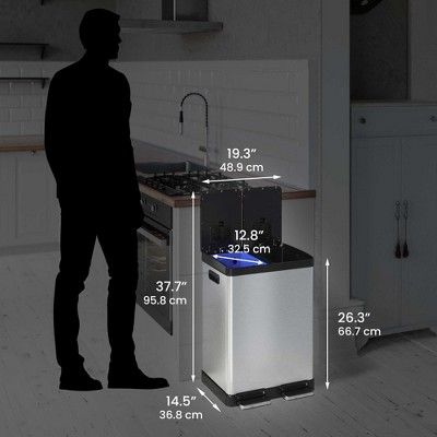 16 Gallon Stainless Steel Dual Step Kitchen Trash Can