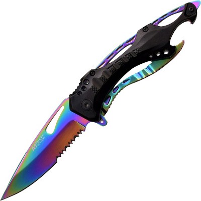 Mtech Usa Linerlock Spring Assisted Folding Knife, Rainbow Flame, Mt-a822rb  : Target