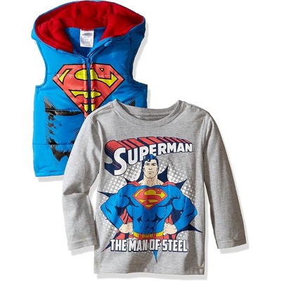 DC Comics Toddler Boys' 2-Piece Superman Puffer Vest & Shirt Set