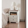 Gulches Farmhouse Nightstand,End Table,Side Table with 2 Drawers Storage Cabinet for Bedroom,Living Room,Farmhouse Design,Wood Rustic,Antique White - 3 of 4