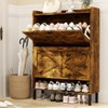 TIRAMISUBEST White Wooden Shoe Cabinet with 2 Flip Drawers - Narrow Entryway Storage for Shoes, Hallway or Living Room - 2 of 4