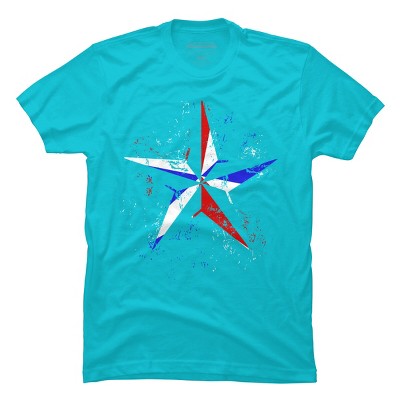 Men's Design By Humans American Flag Nautical Star - Grunge By Mel00 T-Shirt