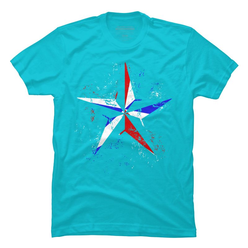 Men's Design By Humans American Flag Nautical Star - Grunge By Mel00 T-Shirt, 1 of 4