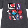 - Peanuts - I Heart Snoopy Patches Graphic Short Sleeve Fleece Dress - 2 of 4