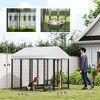 Outdoor Metal Dog Kennel with Roof & 4-Level Rotating Feeding Bowls, Weatherproof Pet Enclosure for Medium & Large Dogs, Silver Black - Nertpow - 2 of 4