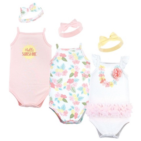 Little Treasure Baby Girl Sleeveless Bodysuit and Headband Set, Hawaiian - image 1 of 4