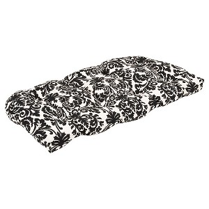 Outdoor Bench/Loveseat/Swing Cushion - Black/White Floral