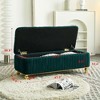 Kumasinova Glam Tufted Storage Ottoman Bench with Gold Accents, Upholstered Velvet Fabric Ottoman with Safety Hinge, Versatile Foot Stool, Green - 4 of 4