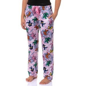 Grateful Dead Women's Dancing Bears Tie-Dye Sleep Pajama Pants Elastic Waist - 1 of 4
