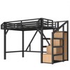 JANSNO Metal Loft Bed with Storage Stairs, Shelves & Built-in Wardrobe, USB Ports, Lights, Noise-Reduced Design - 2 of 4