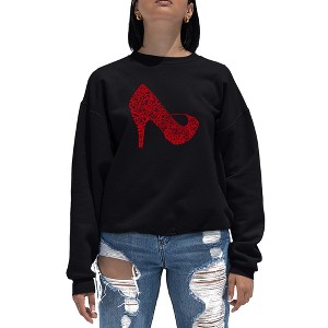 LA Pop Art Women's Word Art Crewneck Sweatshirt - High Heel - 1 of 4