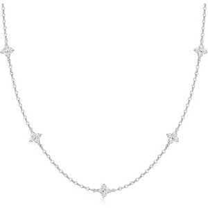 14K Gold Plated Cubic Zirconia Necklace Layered Cute Station Choker Necklace - 1 of 4