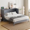 Foldable Queen Size Murphy Bed with Rattan Doors,Cabinet Bed with USB Port and Drawers for Small Spaces-The Pop Home - 3 of 4