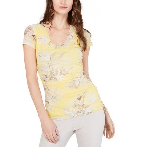 I.N.C International Concepts Womens Double Layer Floral Pullover Blouse, Yellow, X-Large - 1 of 1