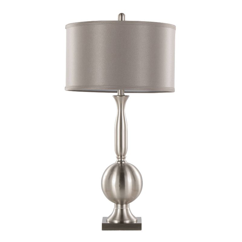 LumiSource (Set of 2) Joan 30&#34; Contemporary Metal Table Lamps Brushed Nickel with Gray Satin Shade from Grandview Gallery, 2 of 8