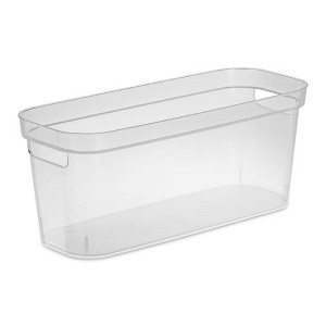 Sterilite 6.25x6.25x15 Inch Narrow Modern Storage Bin w/ Comfortable Carry Through Handles and Banded Rim for Household Organization, Clear - 1 of 4