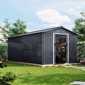 8x15 ft Storage Shed, Galvanized Steel Metal Outdoor Shed with Sloping Roof, Lockable Doors & Air Vents, Ideal for Backyard, Garden, Patio, Lawn - 1 of 4