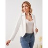 Women's Open Front Button Blazer Lapel Neck Long Sleeve Business Casual Cropped Jacket Blazer - 3 of 4