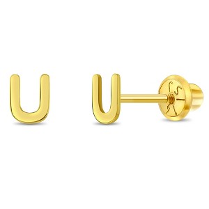 Girls' Itsy Bitsy Initial Letter Screw Back 14k Gold Earrings - In Season Jewelry - 1 of 4