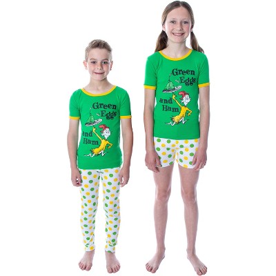 Dr. Seuss Unisex Kids Green Eggs and Ham 3 Piece Pajama Set For Boys and Girls