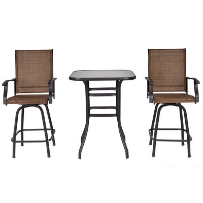 Outsunny 3 Piece Outdoor Patio Bar, Bar Height Patio Furniture Clearance