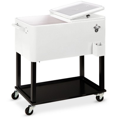 Best Choice Products 80qt Steel Rolling Cooler Cart w/ Bottle Opener, Catch Tray, Drain Plug, Locking Wheels