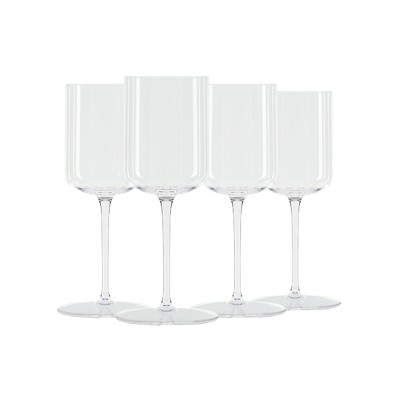 Elegant Crystal Straight Edge Wine Glass Set of 4 (15oz)