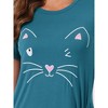 cheibear Women's Short Sleeve Summer Cute Cat Printed with Pockets Nightgowns - 4 of 4