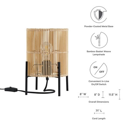 Casen Bamboo and Black Iron Table Lamp Set