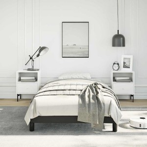 Bed Frame Black Faux leather, Plywood, Engineered wood Twin XL - 1 of 4