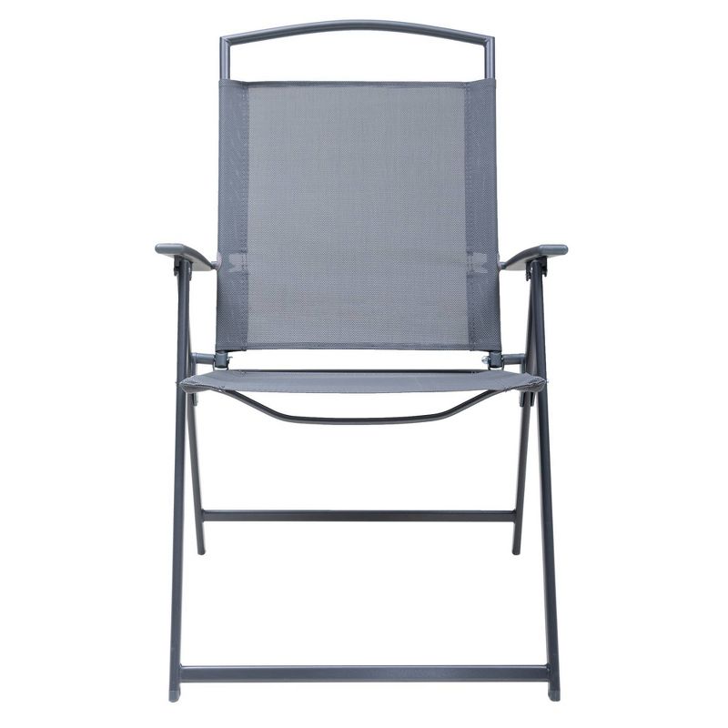 4pc Patio Steel Folding Arm Chairs Gray - Crestlive Products, 5 of 11