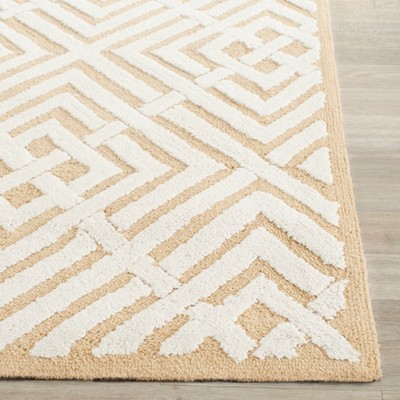 Newport Beige and Ivory Hand-Tufted Geometric Cotton Rug