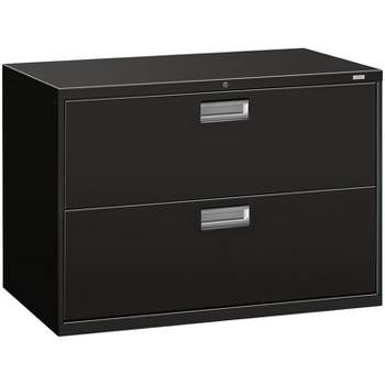 HON Brigade 600 Series 2-Drawer Lateral File Cabinet Locking Letter/Legal Black 42"W (H692.L.P)