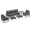 Sonkuki Outdoor Furniture Set Patio Conversation Sofa with Coffee Table Set, All-Weather PE Rattan Couch with Cushion - 2 of 4