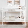 MAYEERTY Full over Full Bunk Bed with Ladder, Wooden Bed Frame with High Guardrail and Ladder for Kids, No Box Spring Needed, White - 2 of 4