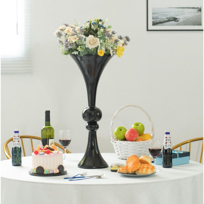 Uniquewise 24-inch Tall Black Modern Trumpet Vase: Decorative Wedding Centerpiece, Elegant Table Decor, Tall Floor Flower Vase, Home Decoration, 2 of 7